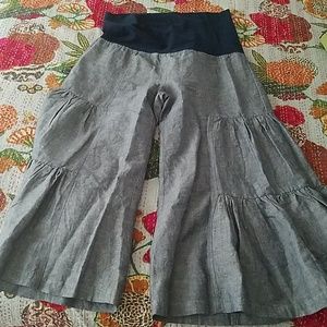 Maternity Linen Cotton Ruffle pants L